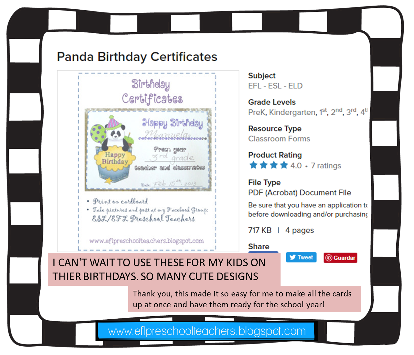 ESL/EFL Preschool Teachers Birthday Theme