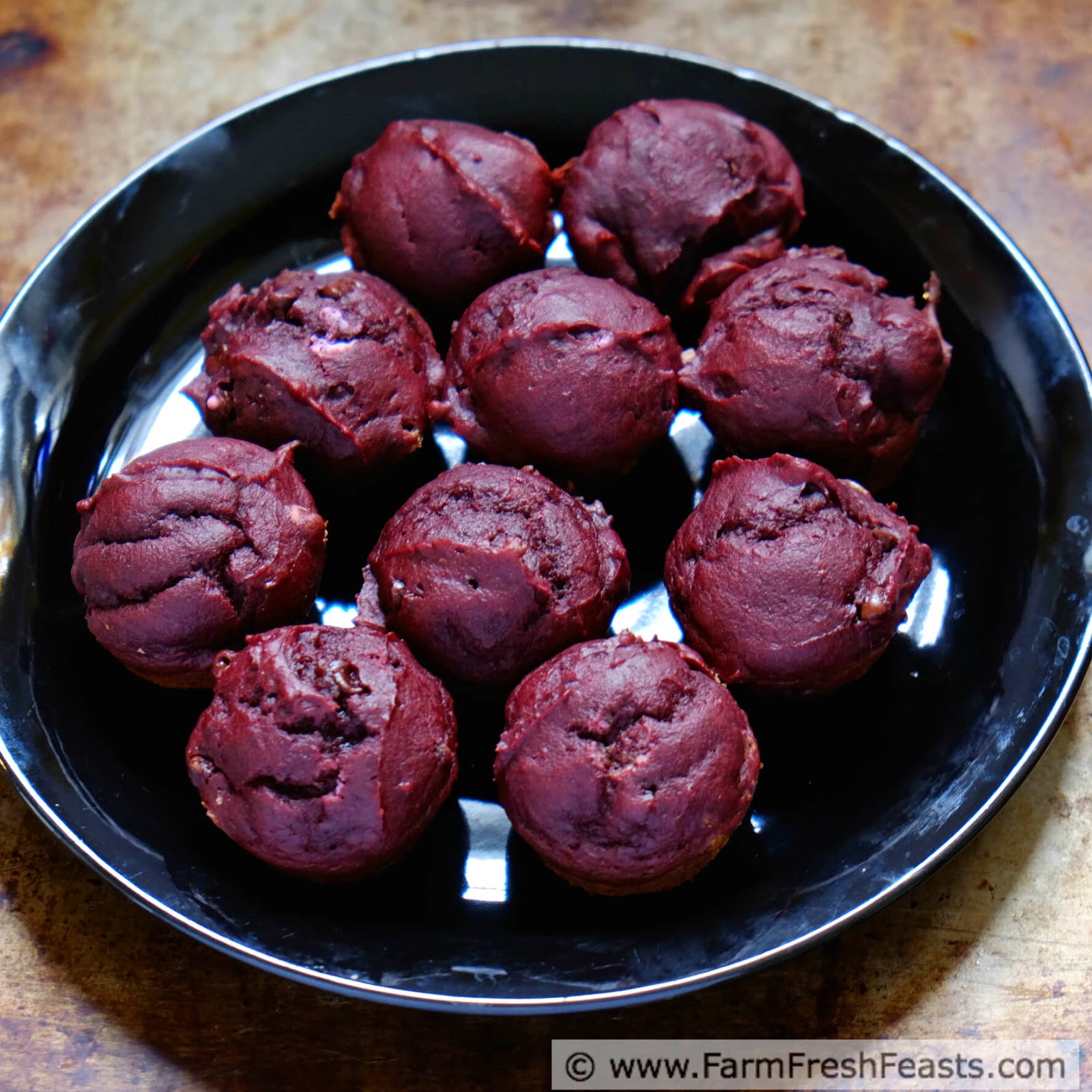 Farm Fresh Feasts Cocoa Beet Chocolate Chip Muffins (MuffinMonday)