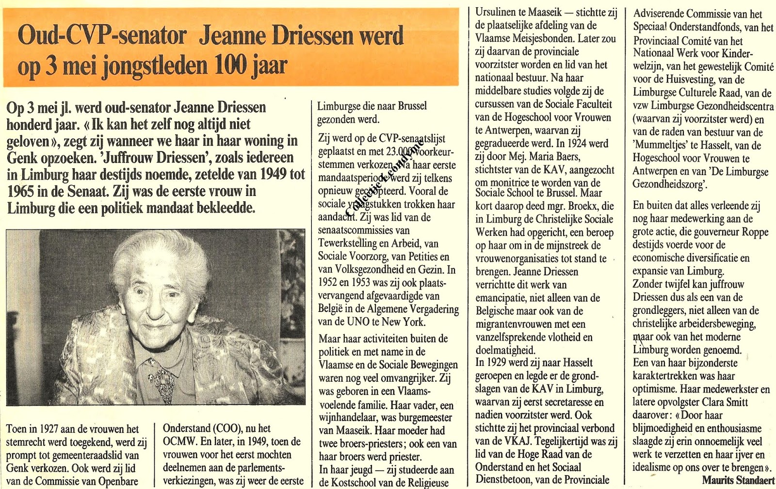 Historische weetjes Jeanne Driessen 18921997, de eerste vrouwelijke