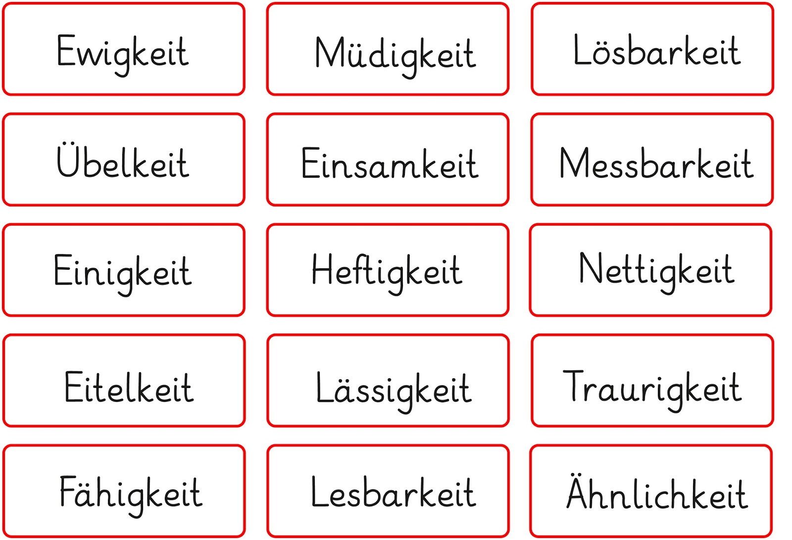 Lernstübchen: Nomen mit dem Wortbaustein -keit