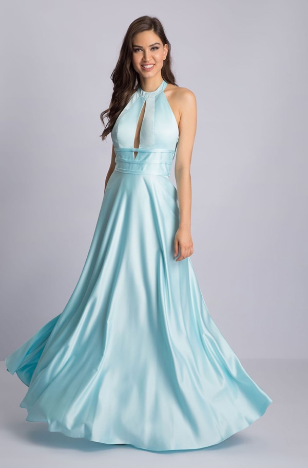 vestido longo azul serenity para madrinha de casamento