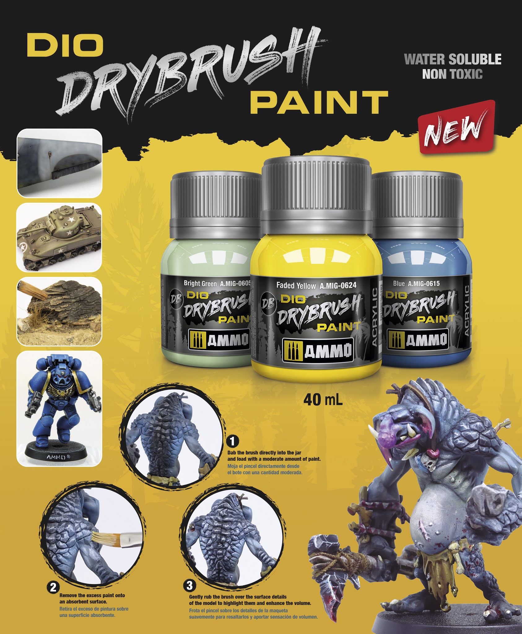 NEW! Ammo Dio Drybrush Paint Review, Testing every color, HONEST first  impressions. 