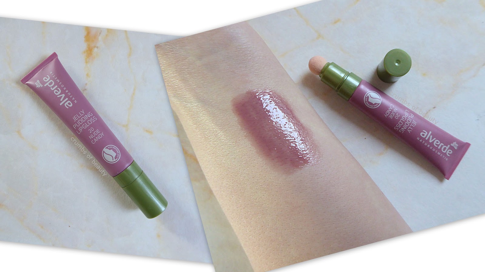 Crumbs of Beauty Recenzja zbiorcza błyszczyki Korres i Alverde