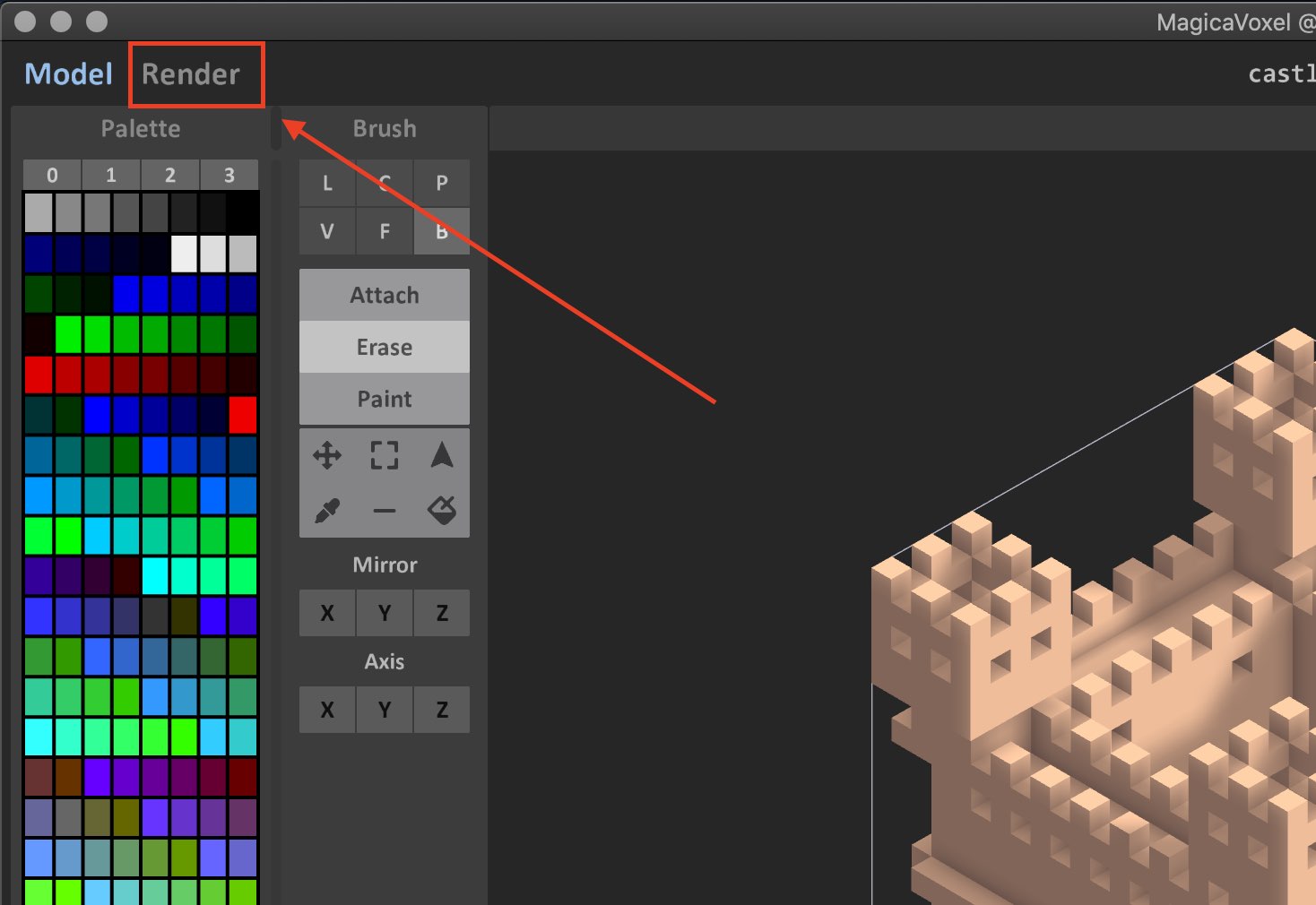 Render Mode in MagicaVoxel Render Mode in MagicaVoxel