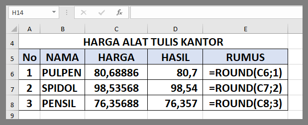 Rumus ROUND Excel  Contoh dan Penggunaan Fungsi ROUND  Blog Tutorial
