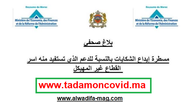 مسطرة إيداع الشكايات بالنسبة لدعم أسر القطاع غير المهيكل