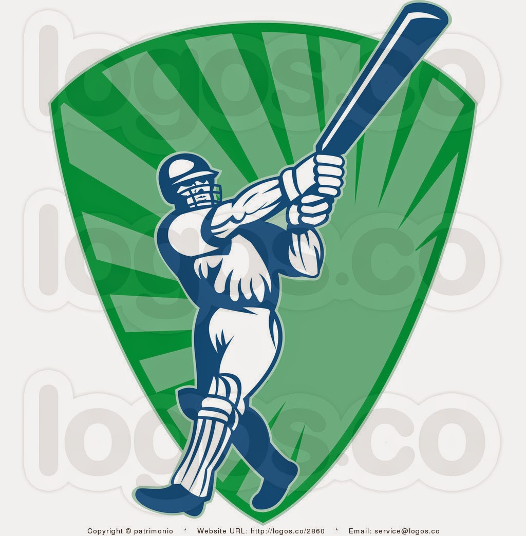 free stock photos: Royalty Free Cricket Batsman Over Green Background Logo