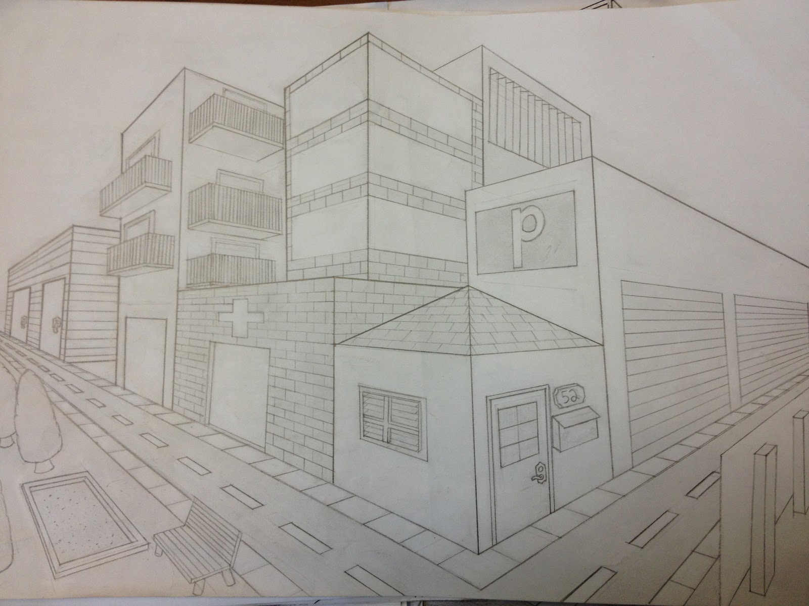 Mr Sterken s Class: City Scape 2 Point Perspective Drawings