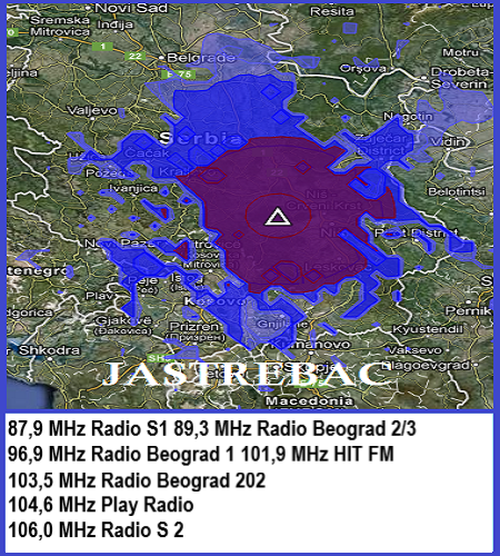 Mapa pokrivenosti Jastrebac