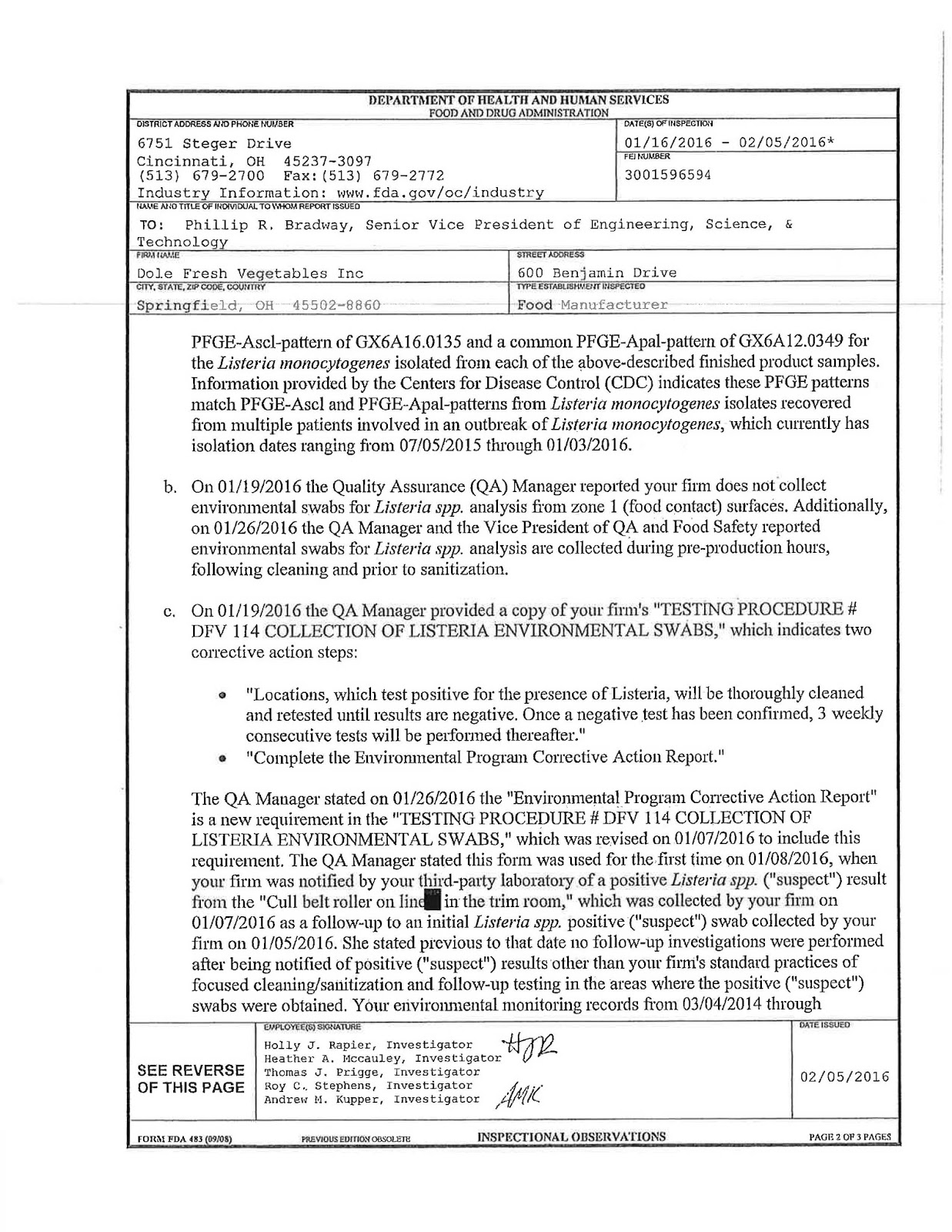 Penn State Food Safety Blog: FDA Inspection Report from Salad Facility ...