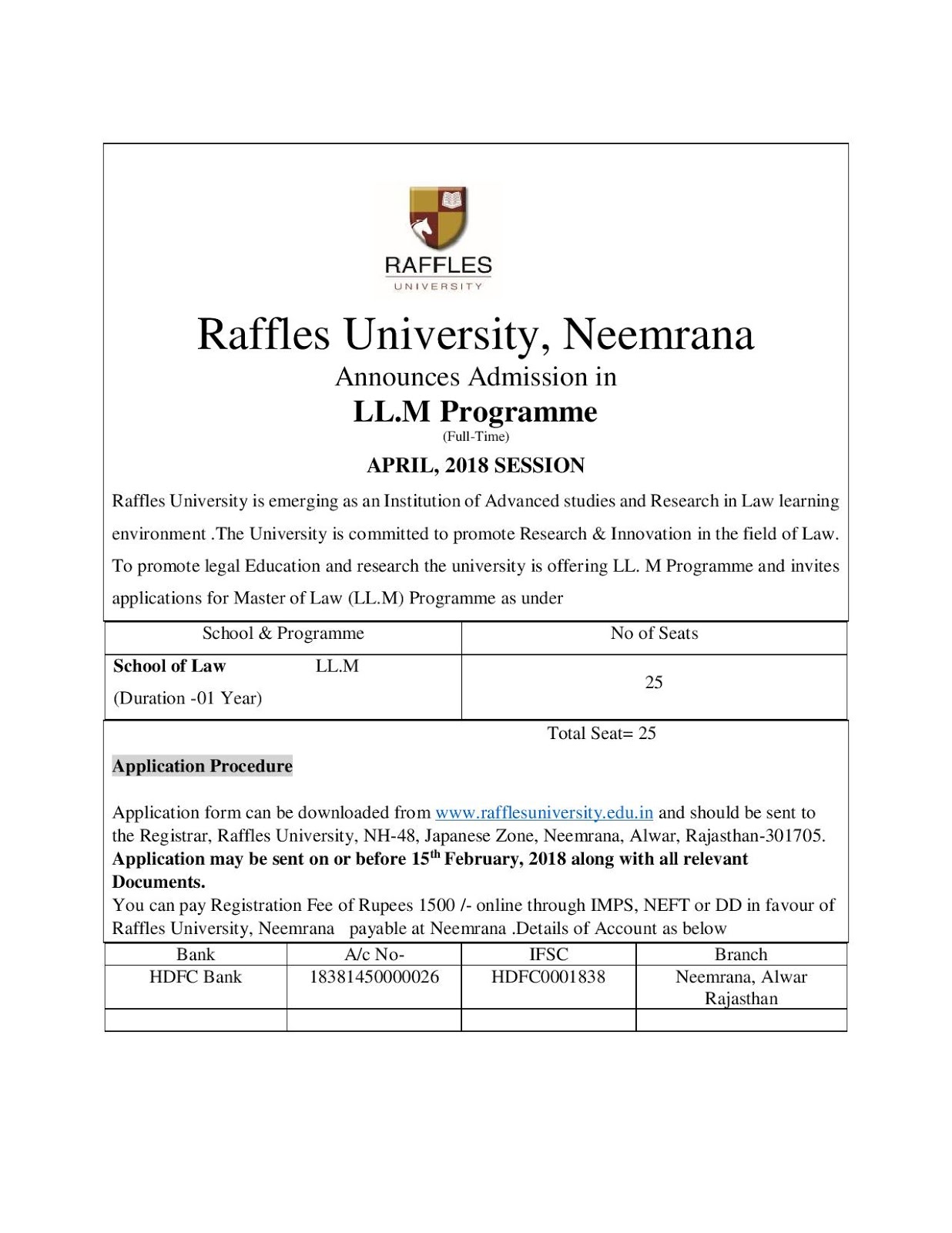 Raffles University School of Law Raffles University