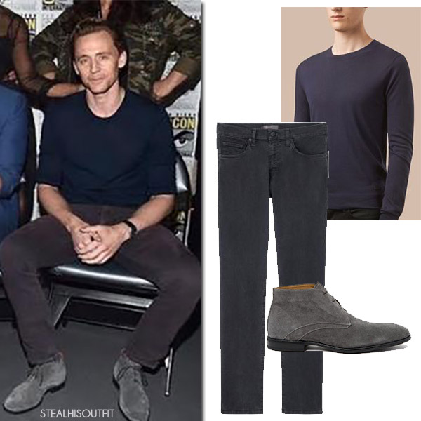grey jeans navy shirt