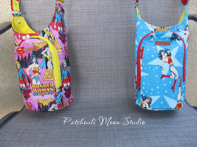 Patchouli Moon Studio~ Wonder Woman & Super Woman H20 to Go Water Bottle Slings