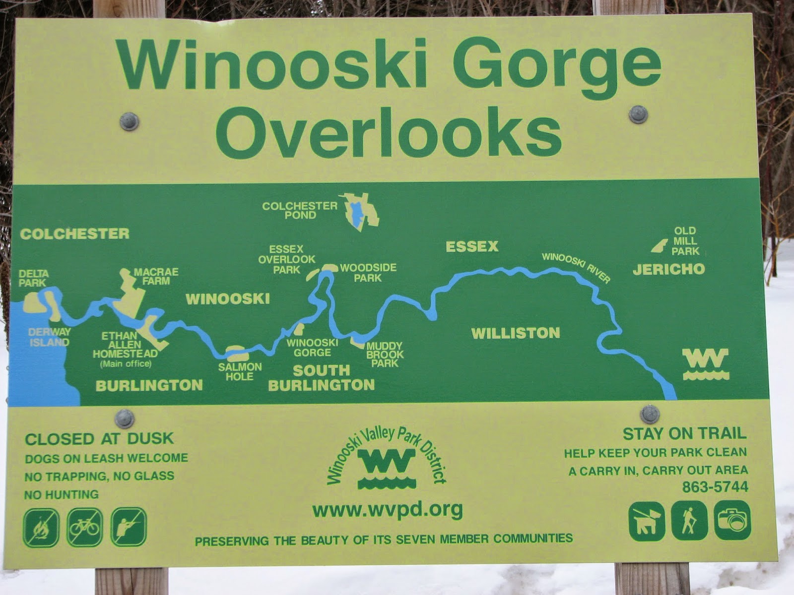 South Burlington, Vermont nature trails Winooski Overlooks ParkDon't look down! South