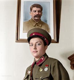 Lyudmila Pavlichenko Color photo World war II worldwartwo.filminspector.com