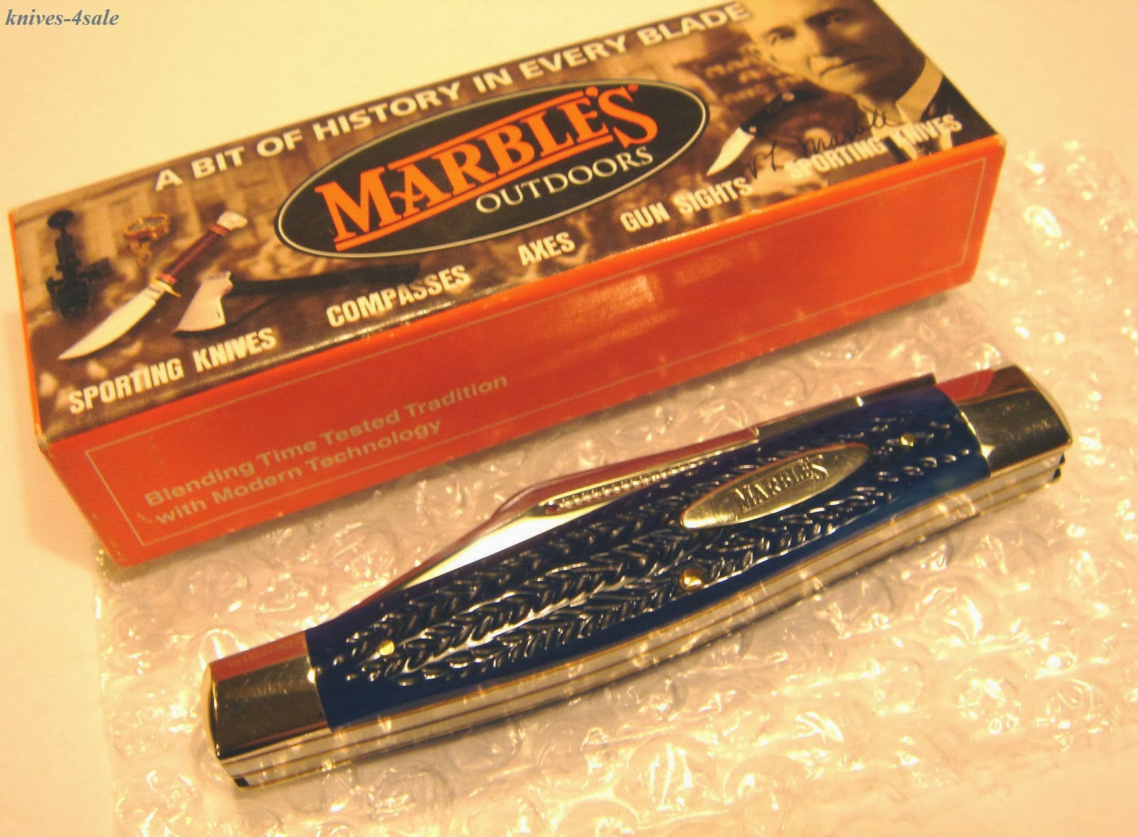 knives4sale Marbles MSA Gladstone Michigan USA Blue Bone Big Stockman