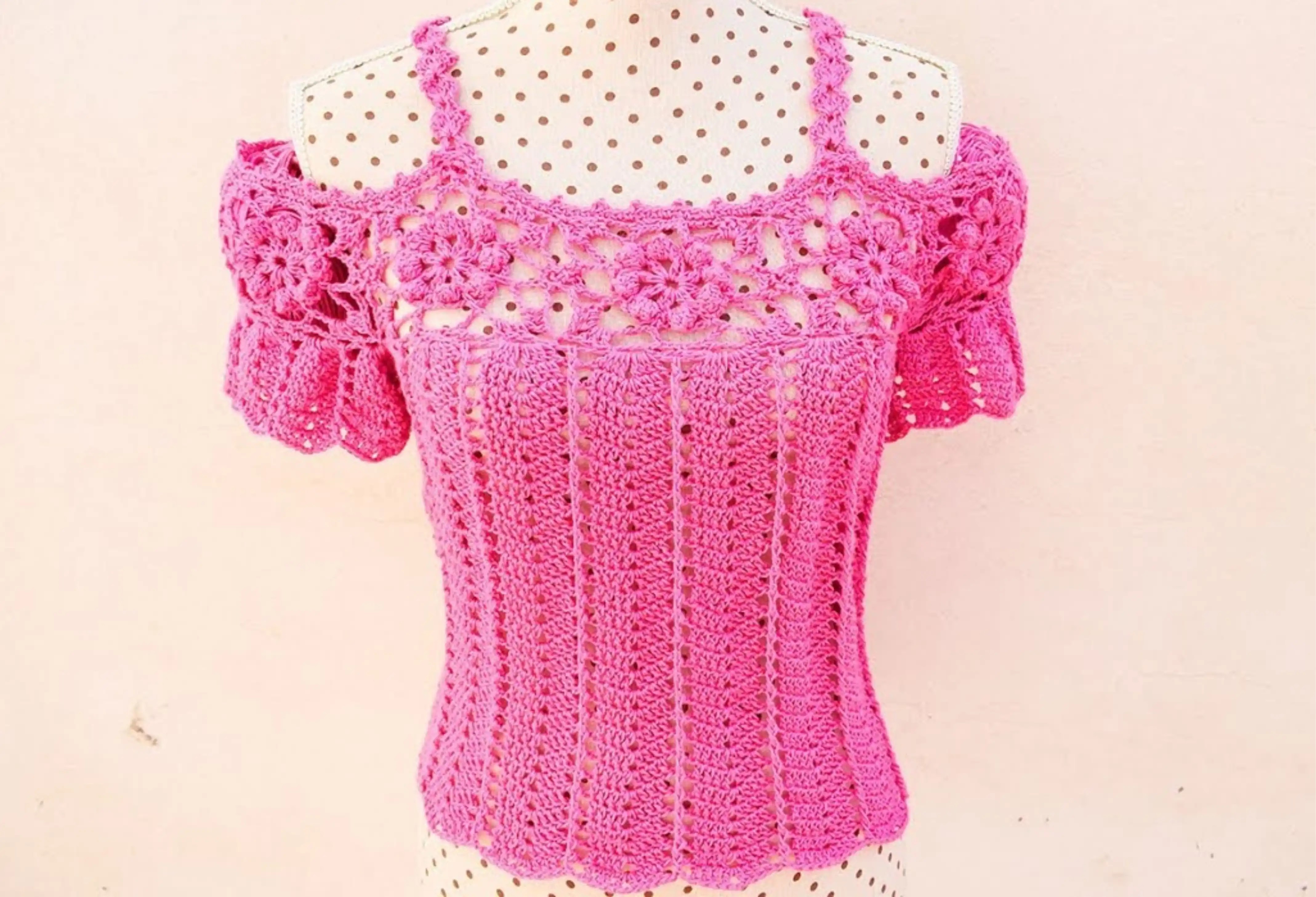 237. Tutorial Blusa Mujer a Crochet con Escotes en Hombros