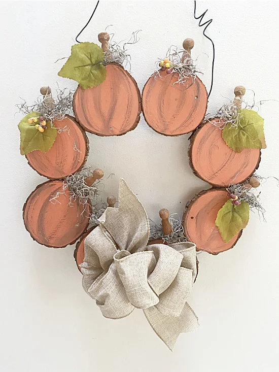 pumpkin circle wreath with bow