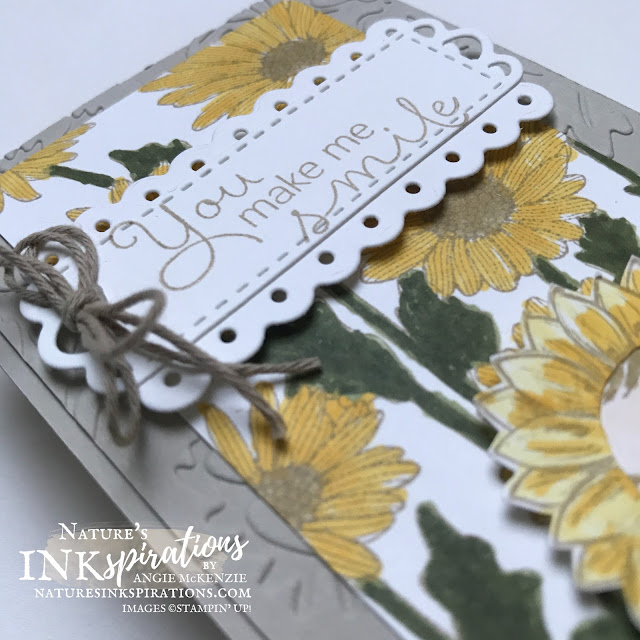 By Angie McKenzie for Ink.Stamp.Share. Showcase Blog Hop; Click READ or VISIT to go to my blog for details! Featuring the Daisy Garden Cling Stamp Set, the Wildly Adorable Cling Stamp Set, the Celebrate Sunflowers Cling Stamp Set, the Hydrangea Haven Photopolymer Stamp Set along with the Meadows Dies, Scalloped Contours Dies and the Pretty Flowers Embossing Folder by Stampin' Up!® to create a mini slim occasion card and envelope; #stampinup #cardtechniques #cardmaking #daisygardenstampset #wildlyadorablestampset #celebratesunflowersstampset #hydrangeahavenstampset #annegeddesinspired #meadowdies #scallopedcontoursdies #bakerstwineessentialspack #crumbcaketwine #sunflowerlittleone #stampingtechniques  #stampinupcolorcoordination #inkstampshareshowcasebloghop #naturesinkspirations #stamparatus #masking #coloringwithblends #fussycutting  #diycards #handmadecards