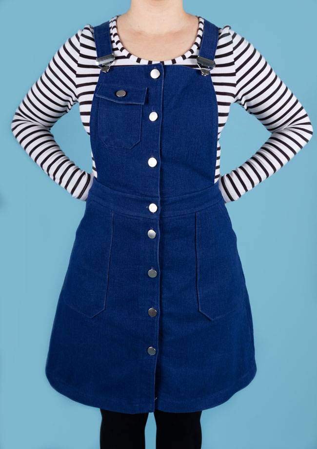 Tilly's classic denim Bobbi pinafore - sewing pattern by Tilly and the Buttons