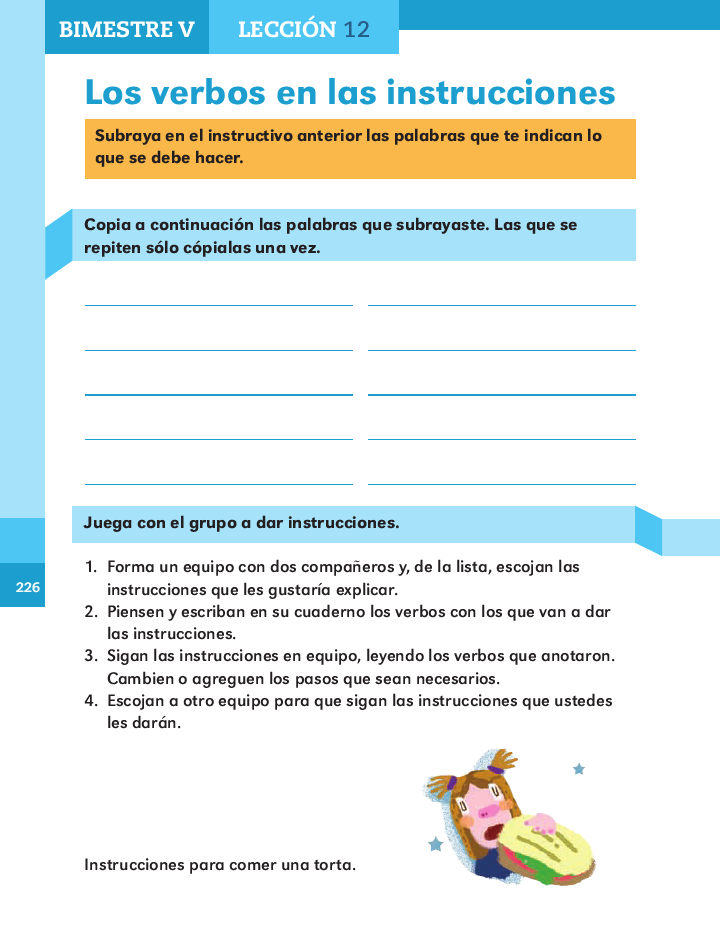 Los verbos en las instrucciones español 2do bloque 5/ 2014-2015