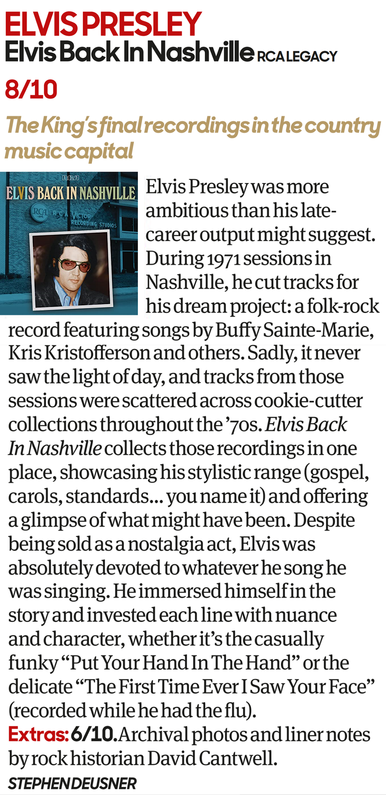 Elvis Day By Day November 05 (P)Review of Elvis Back In Nashville Set