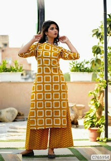 Colorful Cotton Printed Straight Palazzo Sets