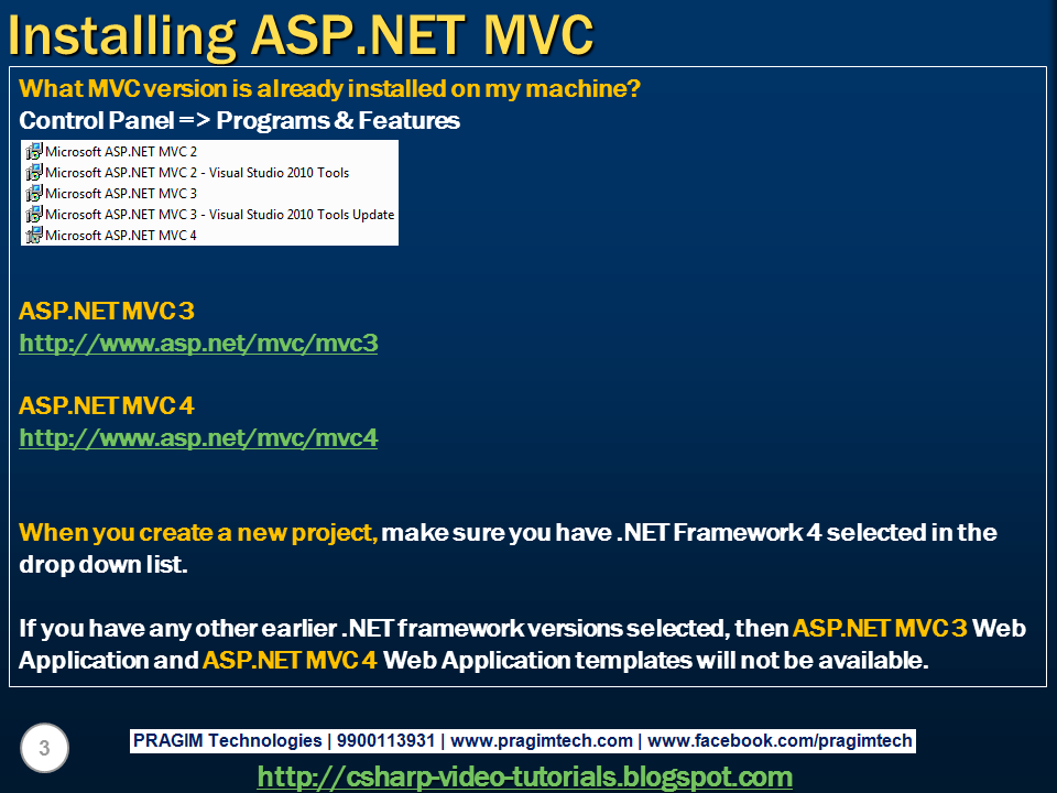 Sql server, .net and c# video tutorial: Part 1 - Installing ASP.NET MVC
