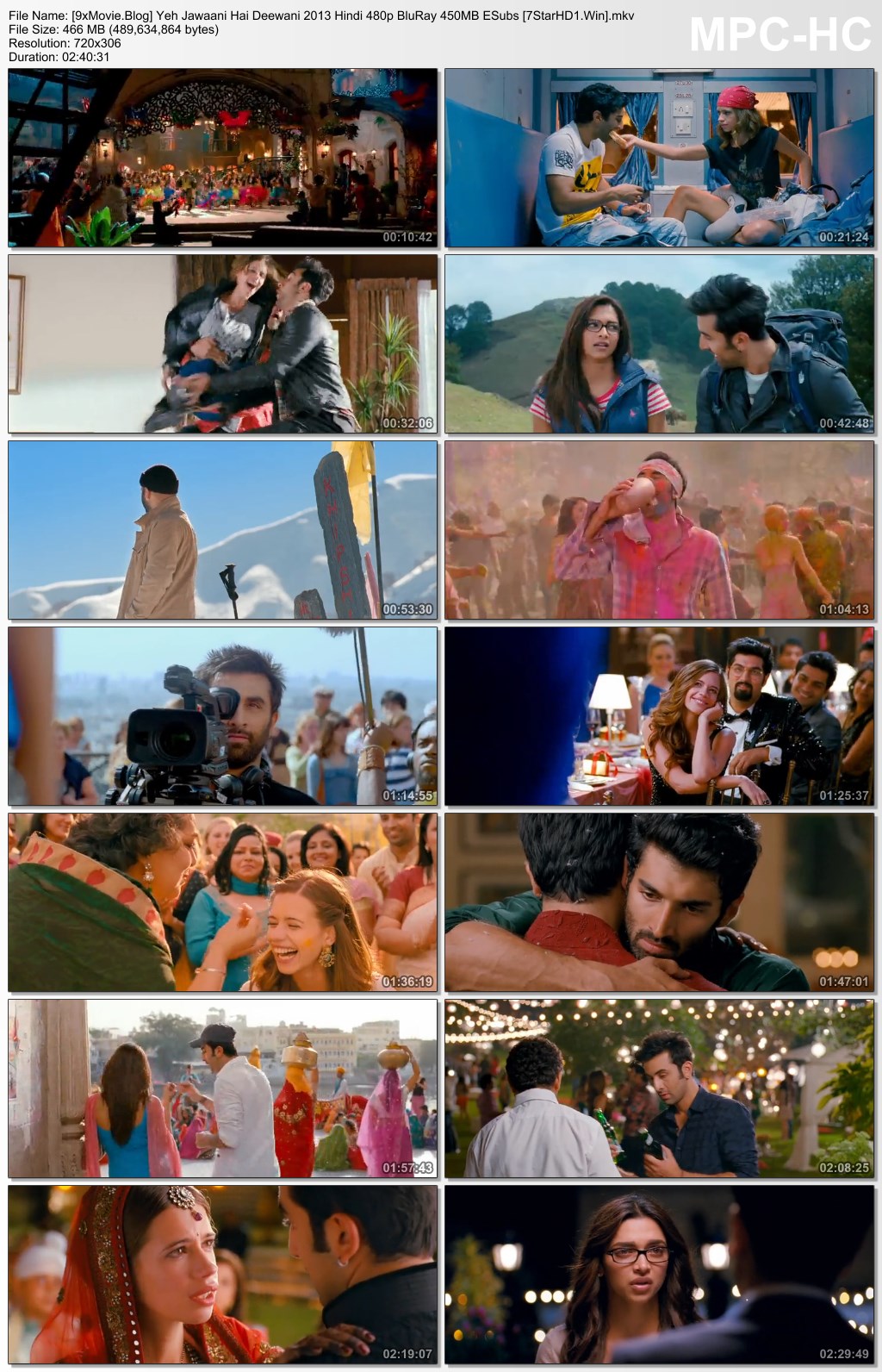 Yeh Jawaani Hai Deewani 2013 Hindi 480p BluRay x264 450MB ESubs