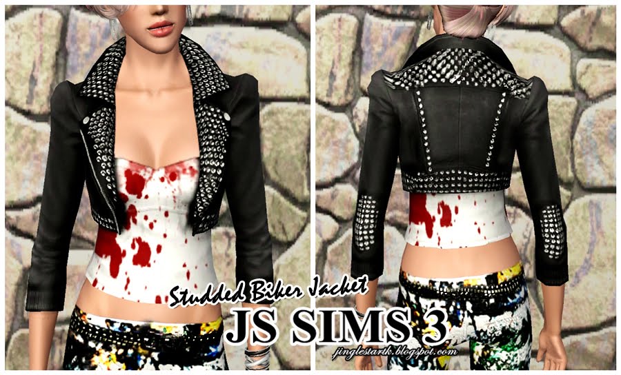 [JS SIMS 3] Studded Biker Jacket and Paint Splattered Jeans | move to ...