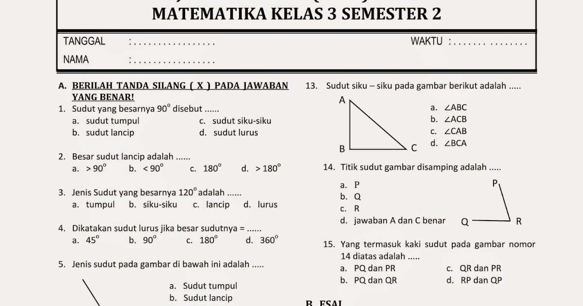 16+ Soal Matematika Kelas 5 Semester 2 Kurikulum 2013 Revisi 2018 16+ Soal Matematika Kelas 5 Semester 2 Kurikulum 2013 Revisi 2018