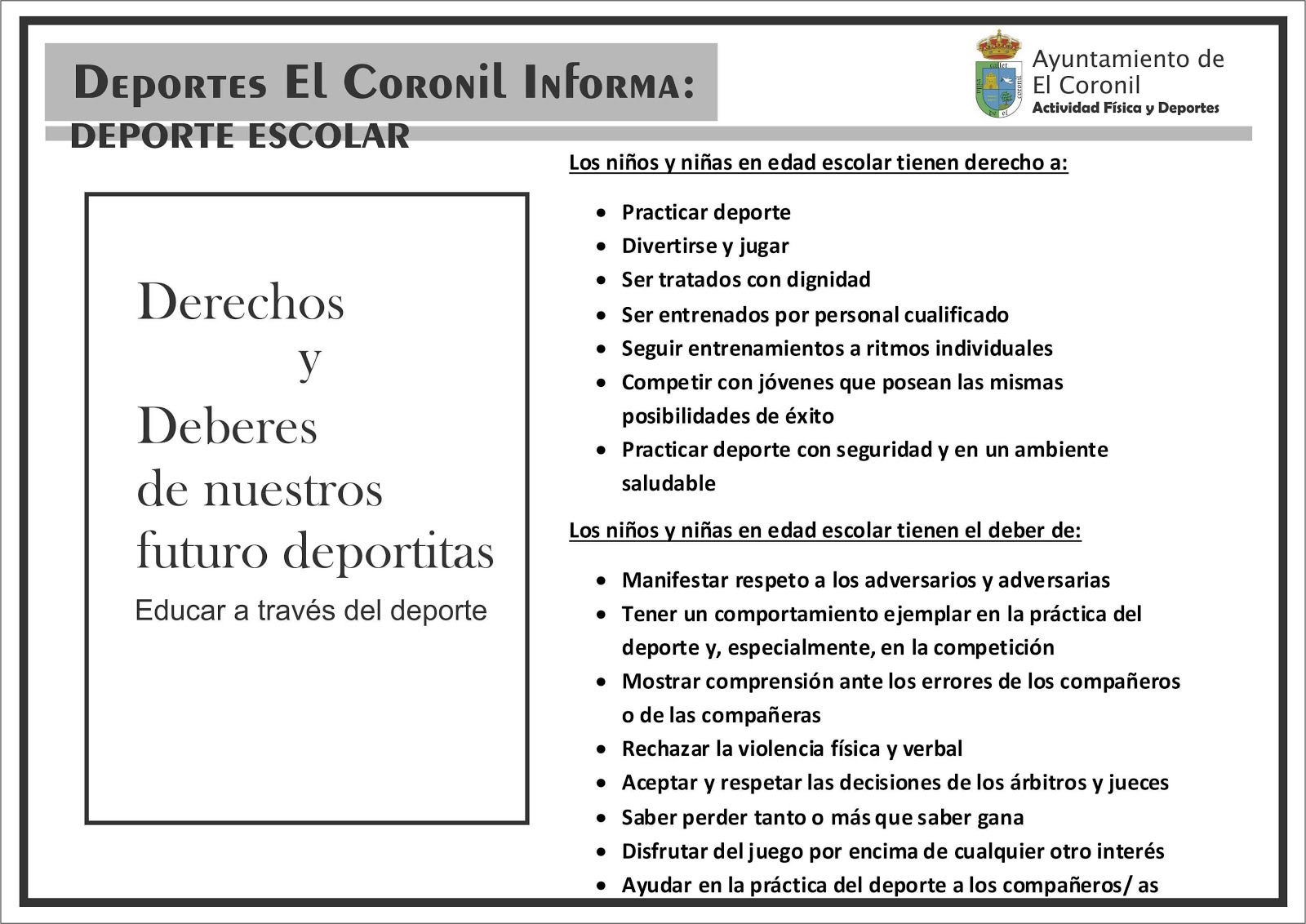 Deporte en edad escolar-Derechos y deberes