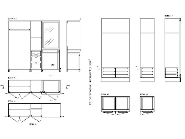 Wardrobe & Closets auto cad technical working drawing details