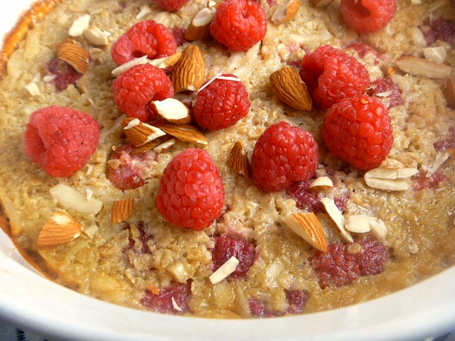 Raspberry Almond Baked Oatmeal:  A healthy way to start the day! - Slice of Southern