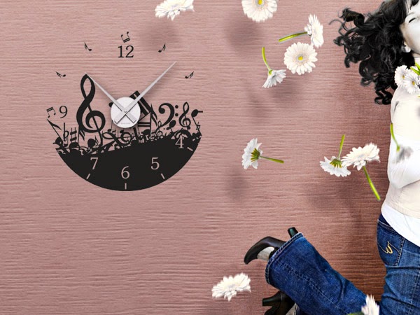 Stylish wall decals as original wall clocks