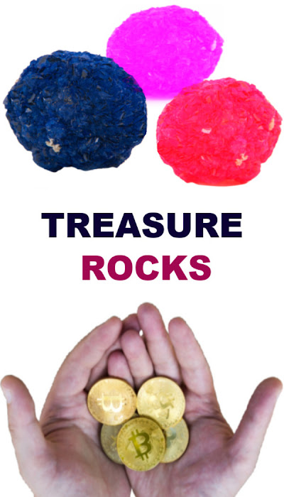 How to make magic treasure rocks for kids. #treasurehunt #treasurerocks #magicrocks #fizzingrocks #growingajeweledrose #activitiesforkids