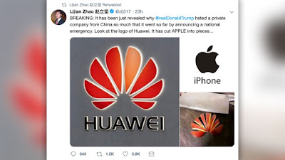 Logo de Huawei es Apple cortado en pedazos, por eso Trump odia a la compañía 