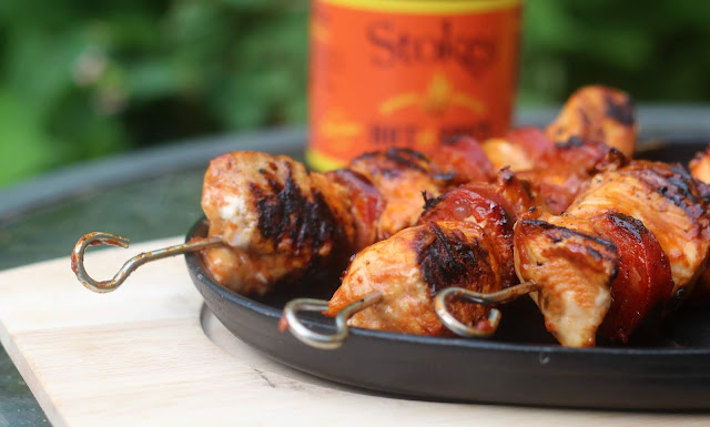 Hot And Spicy BBQ Chicken And Chorizo Skewers