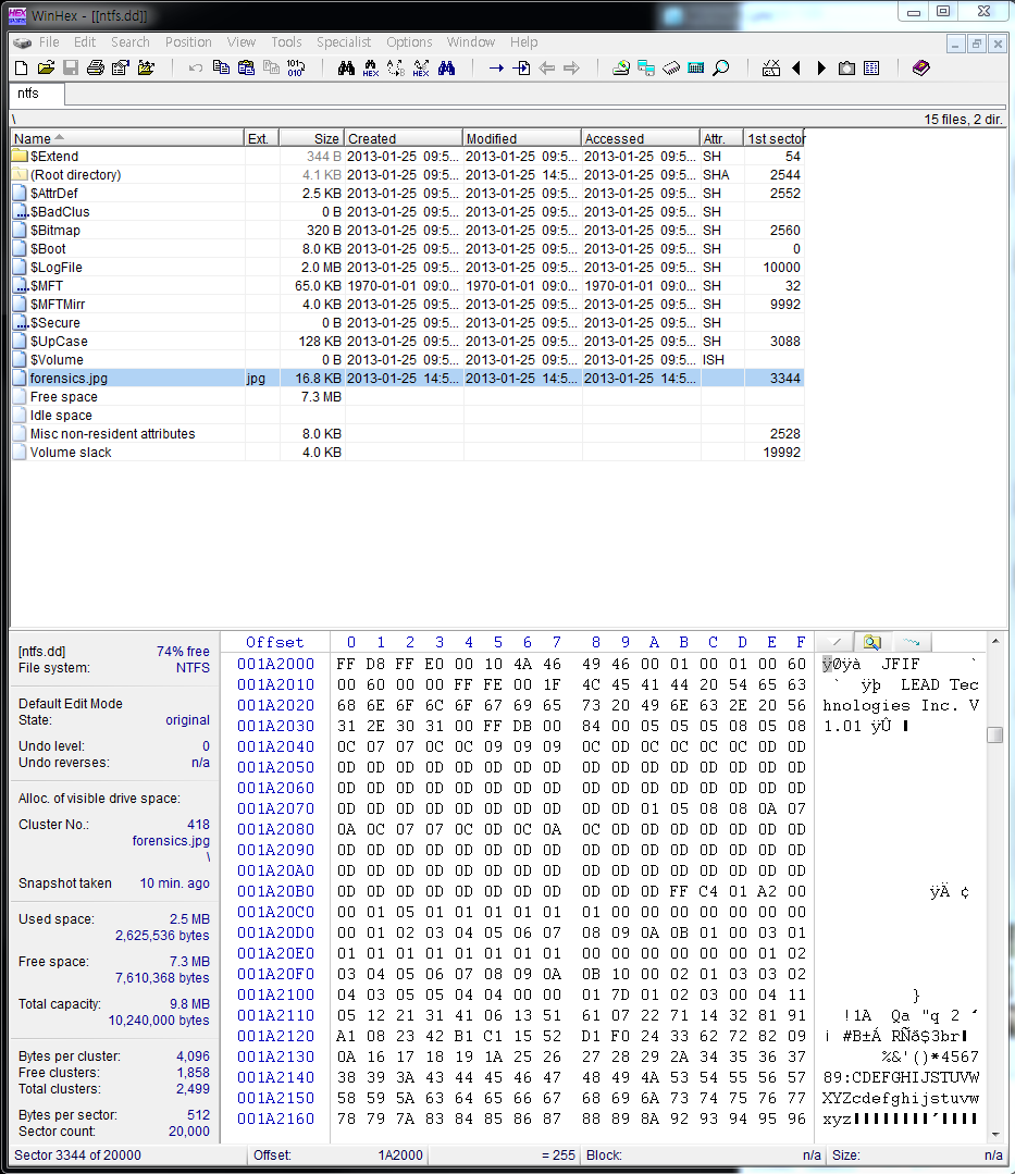 Archaeological Dig for Digital Forensics File System Geography NTFS