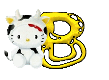 Alfabeto de Hello Kitty disfrazada de vaquita B.
