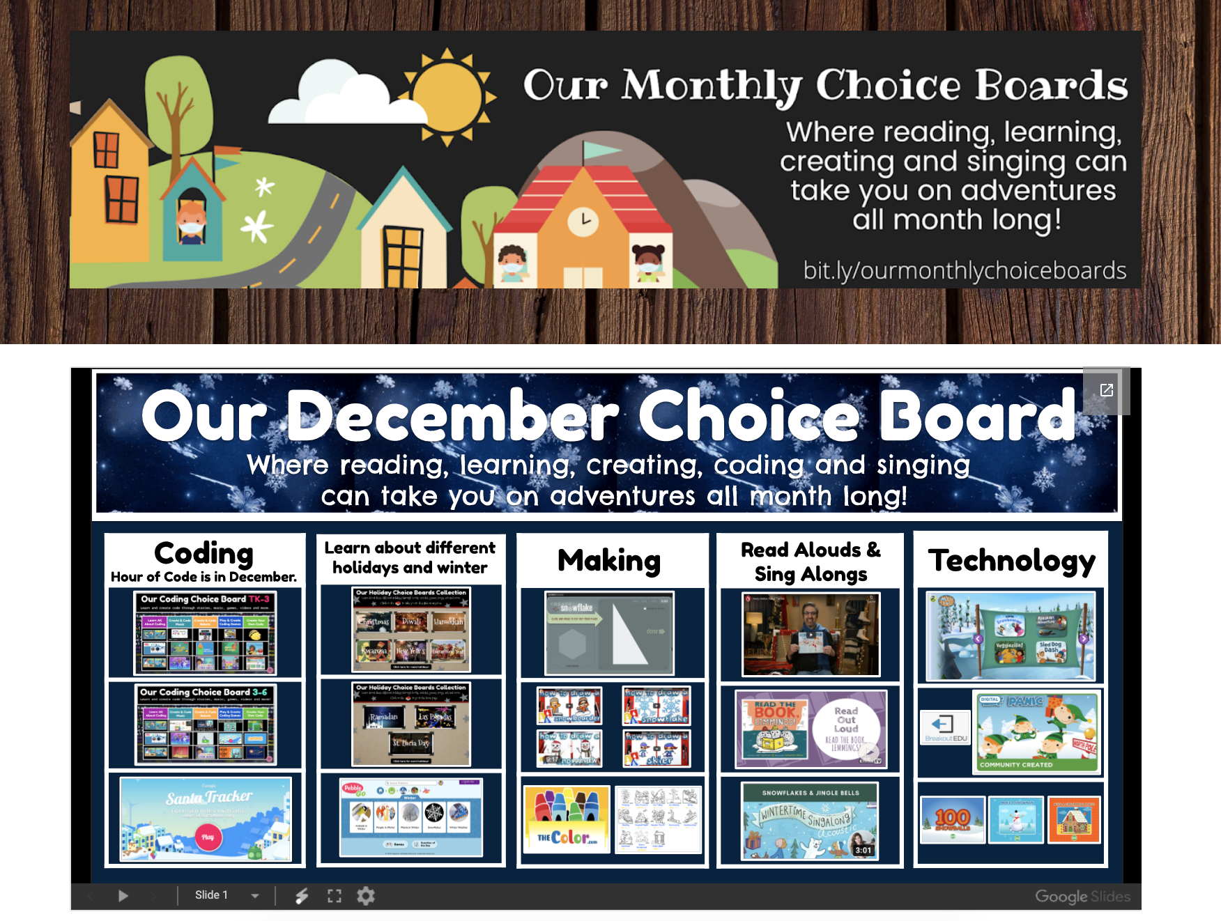 The Library Voice It's Time For Our December Choice Board and