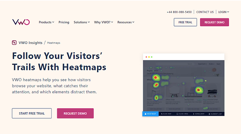 Use VWO Heatmaps to visualize your site clicks