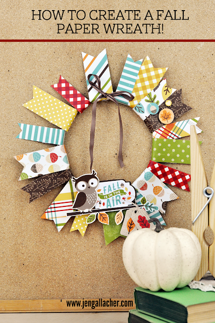 How to create a fall paper wreath with www.jengallacher.com. #autumn #papercraft #fallcraft How to create a fall paper wreath with www.jengallacher.com. #autumn #papercraft #fallcraft