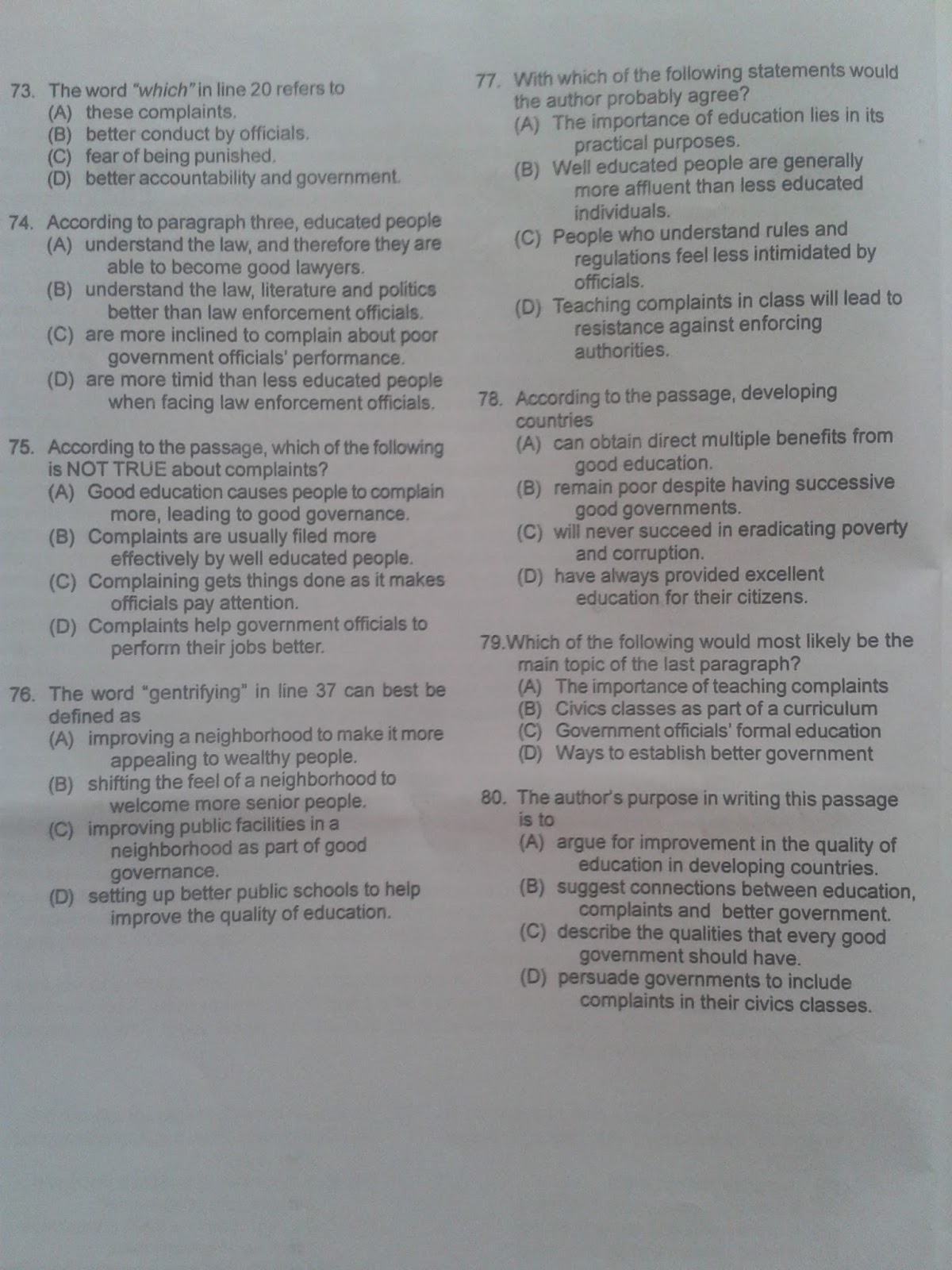 Contoh Soal Tes Bahasa Inggris SIMAK UI Pascasarjana (S2