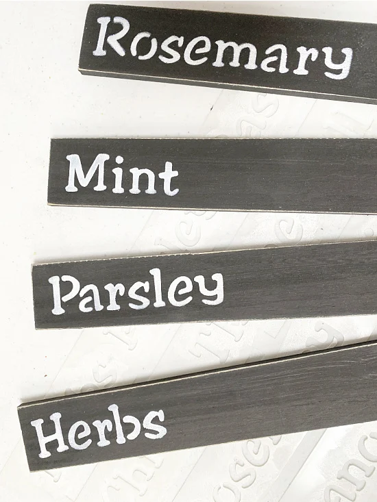 stenciled herb names
