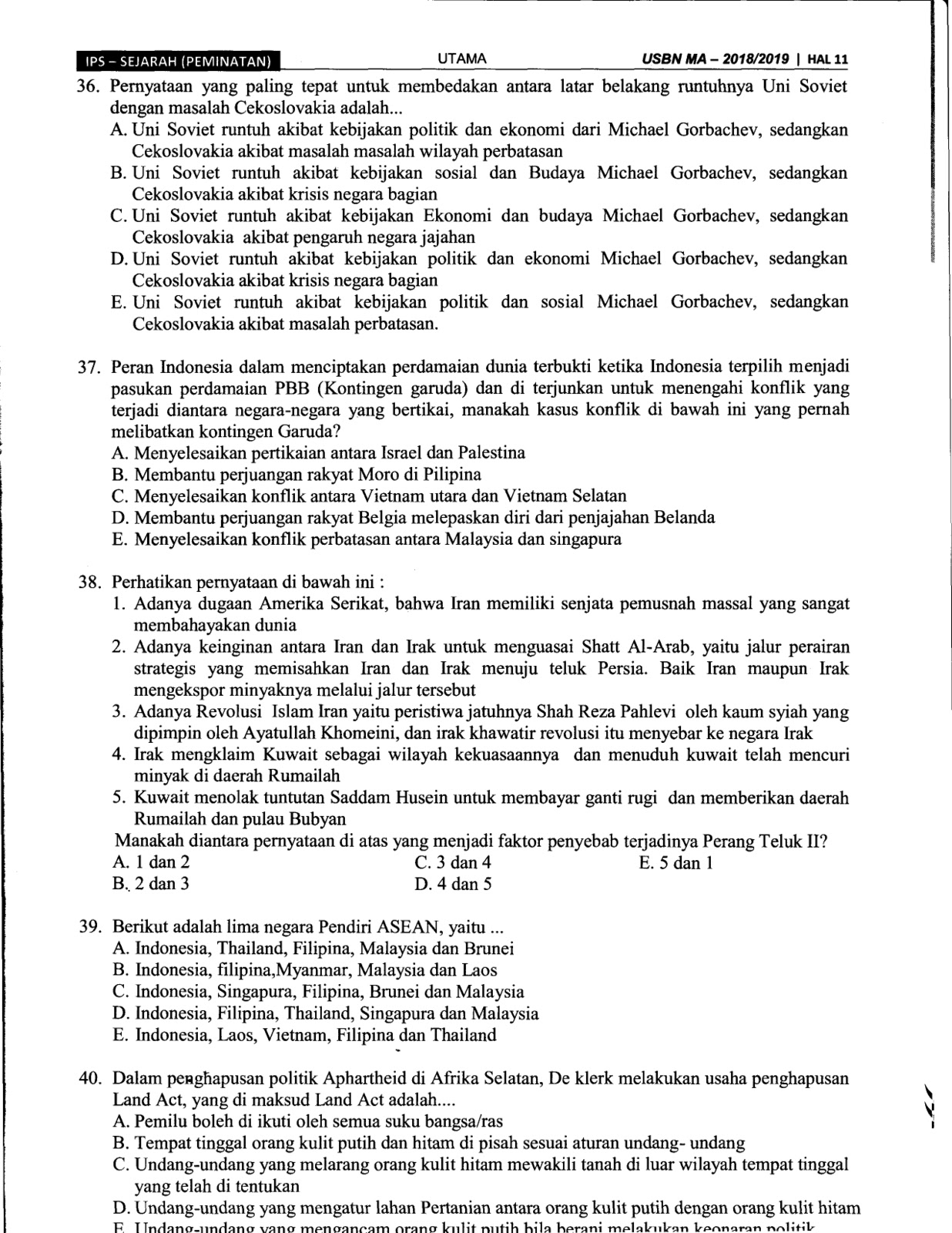 Manusa Kertajati Majalengka Kumpulan Soal Ujian Sekolah Berstandar Nasional Usbn Tingkat Madrasah Aliyah Mata Pelajaran Sejarah Peminatan Program Ips Tahun 2019 Dilengkapi Dengan Kunci Jawaban