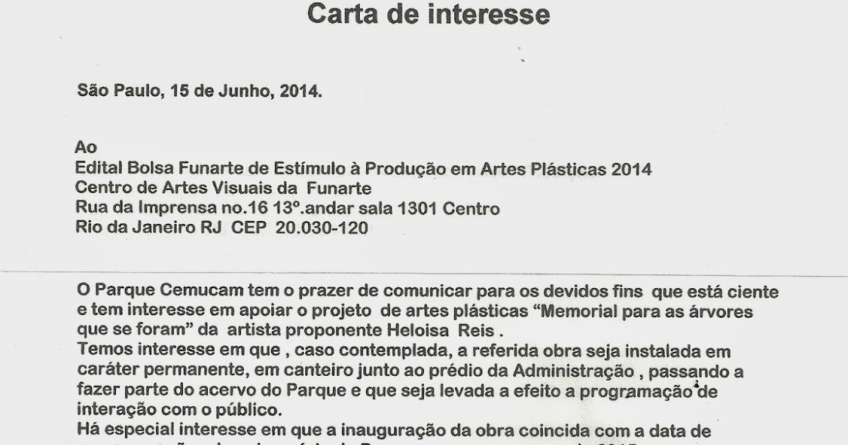 Exemplo De Carta De Manifestação De Interesse