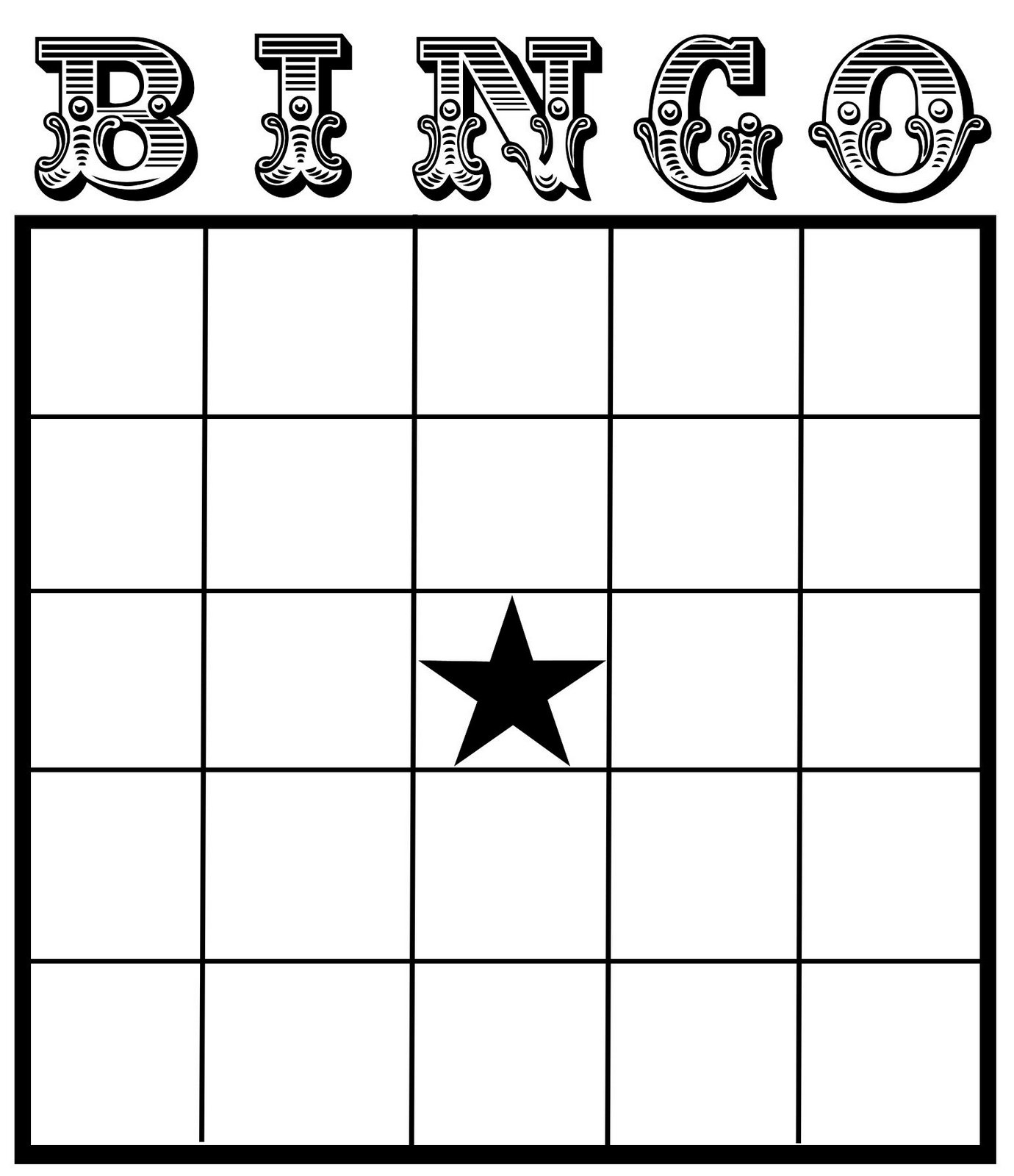 Printable Bingo Board Template Free