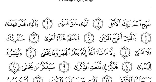 Surat Al A'la Arab, Latin Dan Terjemah Bahasa Indonesia