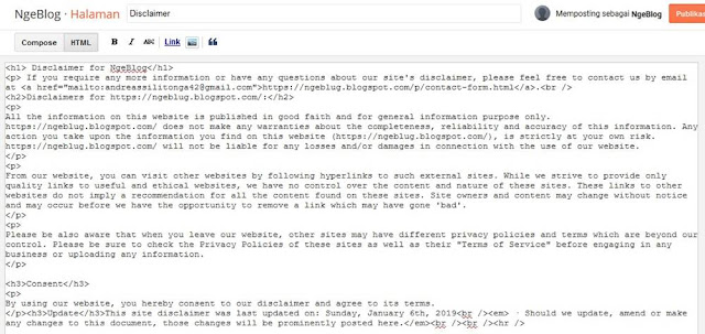 Cara Membuat Disclaimer di Blog (Adsense Part 1) Cara Membuat Disclaimer di Blog (Adsense Part 1)